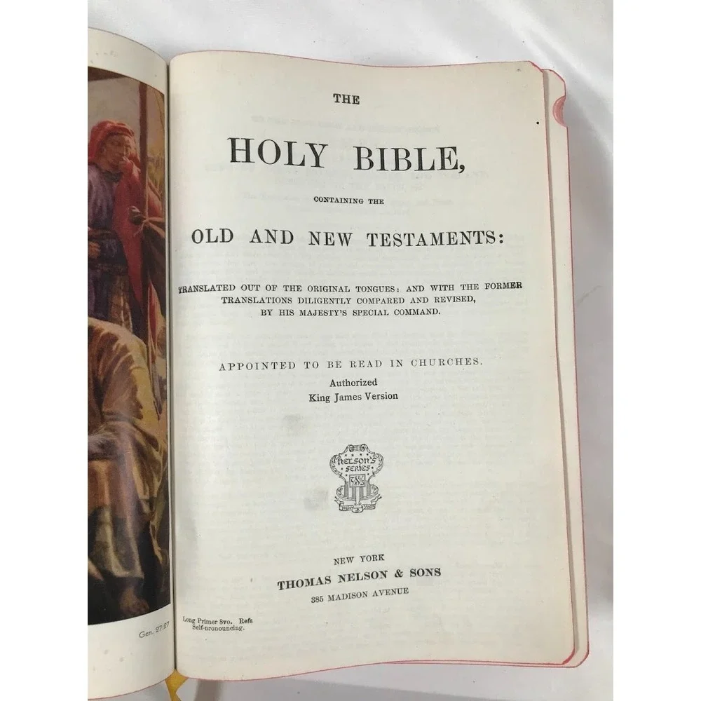 Vintage Thomas Nelson KJV Holy Bible Thumb Index Gold Gilt Edge Black Book
